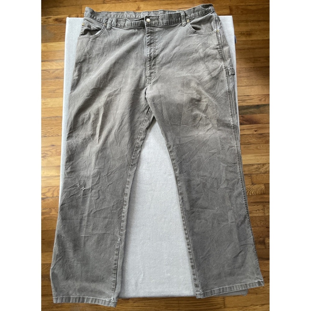 Thrashed Dickies Mens 42x32 Carpenter Pants Gray Cotton Spandex Utility Workwear